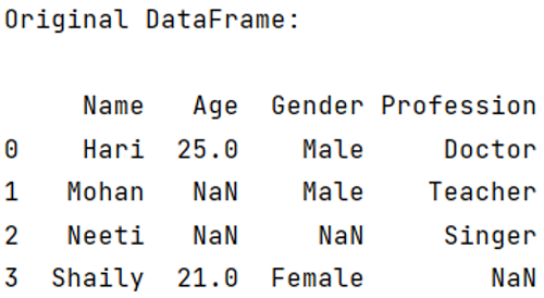 Example 1: Replace NaN with blank/empty string