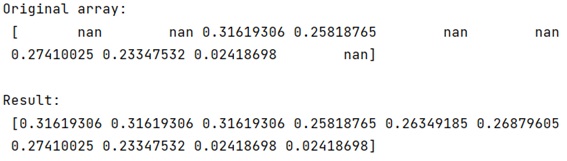 Replace NaN's with closest non-NaN value | Output