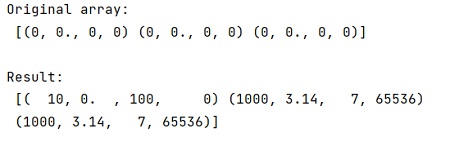 return a view of several columns | output