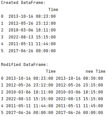 Example: Round datetime column to nearest quarter hour