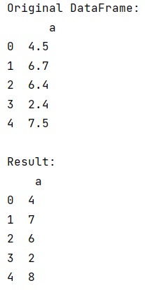 Example: Pandas: Rounding when converting float to integer