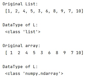 Example: How to save a list as NumPy array?
