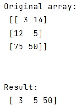 Example: How to select one element in each row of a NumPy array by column indices?