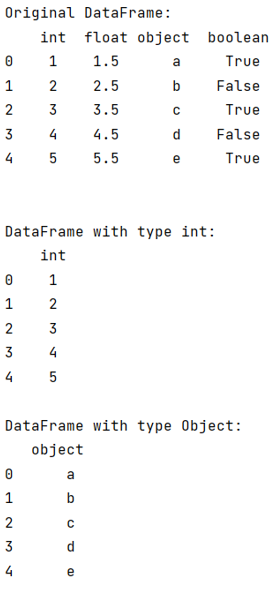Example: Selecting Pandas Columns by dtype