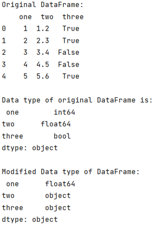 Example: Set dtypes by column in pandas dataframe