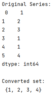 Example: Set from a series in pandas