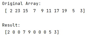 Example: Set numpy array elements to zero if they are above a specific threshold