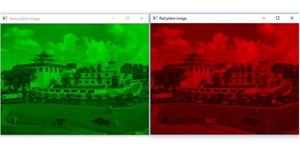 Show different planes of an RGB image in Python - output