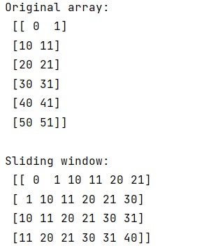 Example: Sliding window of MxN shape numpy.ndarray()