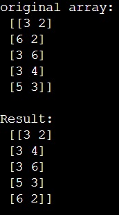 sort a 2D NumPy array by multiple axes | Output