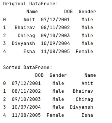 Output | Sorting Columns