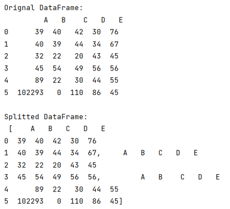 Example: Split a large DataFrame