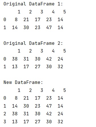 Example: Stack two pandas dataframes