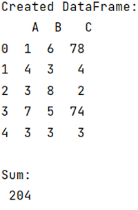 Example 1: Sum all values in a pandas dataframe