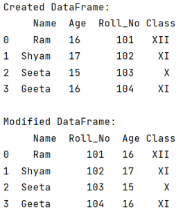 Example: Swap two dataframe columns