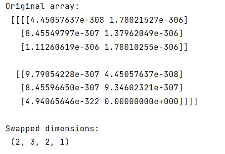 Example: Swapping the dimensions of a NumPy array