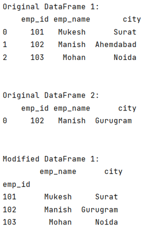 Example: Update a dataframe value from another dataframe