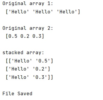 Example: How to use numpy.savetxt() to write strings and float number to an ASCII file?