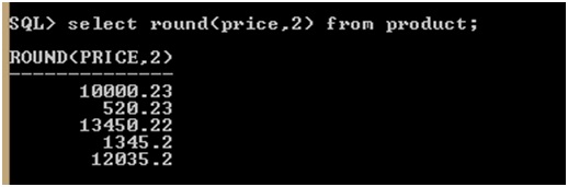 round() in sql query