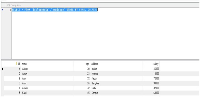 Sort resultSet using ORDER BY clause in SQL 3